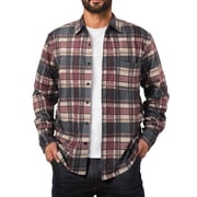 Airmenty Men's Plaid Jacket Flannel Shirt Long Sleeve Casual Button Down Coat Lightweight Jacket with Chest Pocket