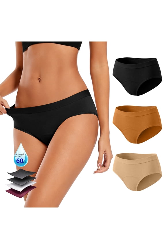 Period Underwear for Women Leak-Proof Briefs for Heavy Flow Menstrual Panties 3-Pack