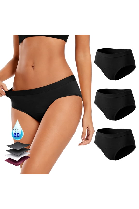 Period Underwear for Women Leak-Proof Briefs for Heavy Flow Menstrual Panties 3-Pack