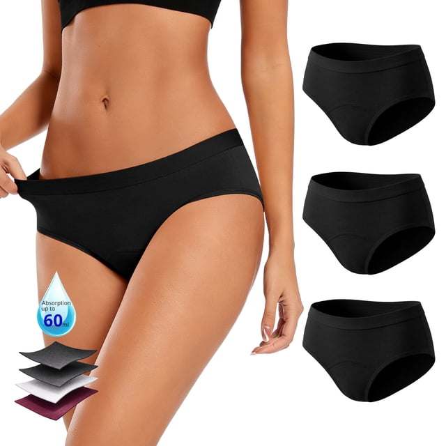 Airmenty Period Underwear for Women Leak-Proof Briefs for Heavy Flow Menstrual Panties 3-Pack