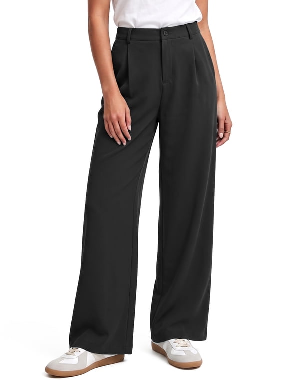 Wide Leg Pants for Women High Waisted Stretchy Work Dress Pants Business Casual Palazzo Pants Dressy Slacks Trousers with Pockets S-2XL