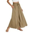 thumbnail image 1 of Airmenty Women Casual Wide Leg Pants High Waist Pants Long Palazzo Pants Lounge Beach Trousers with Pocket Wheat 1-Pack, 1 of 8