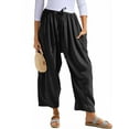 thumbnail image 1 of Airmenty Women Wide Leg Pants Summer Casual Low Waist Loose Drawstring Harem Pants Linen Beach Palazzo with Pockets, 1 of 6