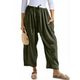 thumbnail image 1 of Airmenty Women Wide Leg Pants Summer Casual Low Waist Loose Drawstring Harem Pants Linen Beach Palazzo with Pockets, 1 of 6