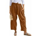 thumbnail image 1 of Airmenty Women Wide Leg Pants Summer Casual Low Waist Loose Drawstring Harem Pants Linen Beach Palazzo with Pockets, 1 of 6