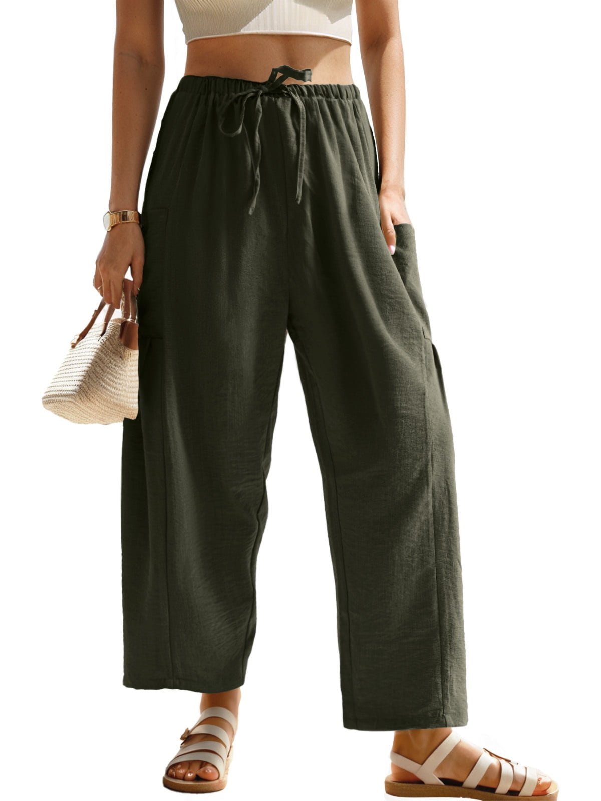 Time and Tru Women's Super Soft Hacci Cropped Wide-Leg Pants Time and Tru Women's Super Soft Hacci Cropped Wide-Leg Pants