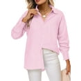 thumbnail image 1 of Airmenty Women's Button Down Shirts Long Sleeve Smocked Cuffed Striped Work Blouses Tops with Pocket Shirred, 1 of 8