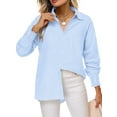thumbnail image 1 of Airmenty Women's Button Down Shirts Long Sleeve Smocked Cuffed Striped Work Blouses Tops with Pocket Shirred, 1 of 8