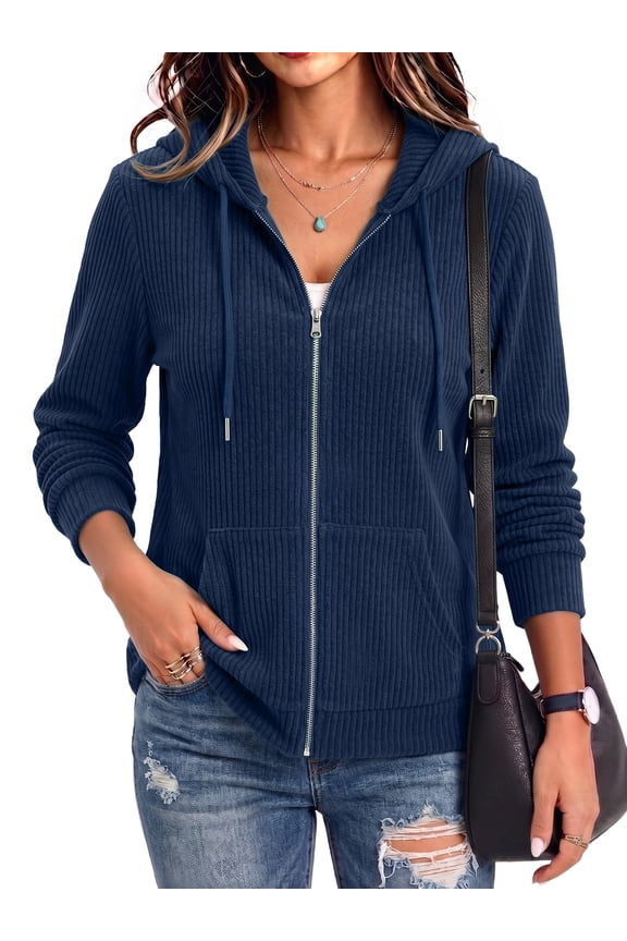 Womens Full Zip Up Hoodie Lightweight Hooded Casual Long Sleeve Hoodie Jackets Sweatshirt with Pockets S-2XL
