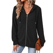 Women's Zip Up Hoodie Lightweight Full Zip Sweatshirt Casual Fall Jacket with Pockets S-2XL