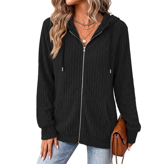Airmenty Women's Zip Up Hoodie Lightweight Full Zip Sweatshirt Casual Fall Jacket with Pockets S-2XL