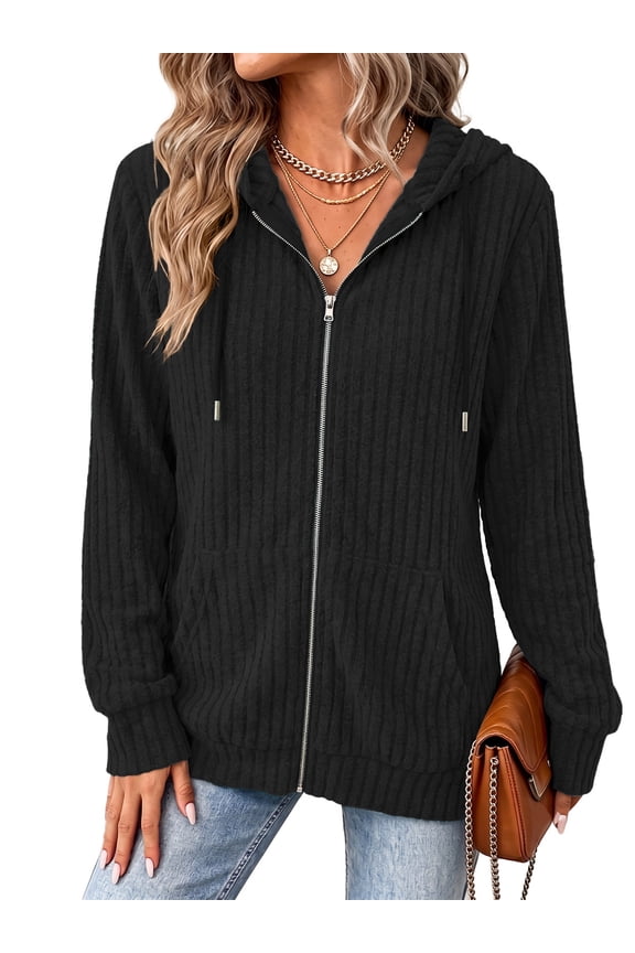 Women's Zip Up Hoodie Lightweight Full Zip Sweatshirt Casual Fall Jacket with Pockets S-2XL