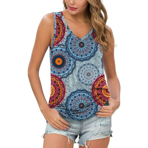 Airmenty Women's Summer Sleeveless V-Neck T-Shirt Casual Tank Tops Basic Blouse Shirts
