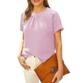 thumbnail image 1 of Airmenty Women's Work Tops Business Casual Round Neck Short Sleeve Swiss Dots Blouses Shirts, 1 of 5