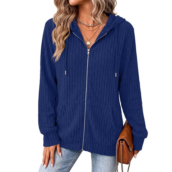 Airmenty Women's Zip Up Hoodie Lightweight Full Zip Sweatshirt Casual Fall Jacket with Pockets S-2XL