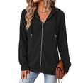 thumbnail image 1 of Airmenty Women's Zip Up Hoodie Lightweight Full Zip Sweatshirt Casual Fall Jacket with Pockets S-2XL, 1 of 6