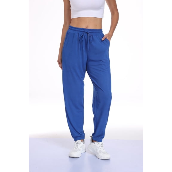 Airmenty Womens Casual Pants with Elastic Ankle Cuffs Tapered Lounge Pants Drawstring Elastic Waist Pants with Pockets