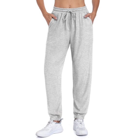 Airmenty Womens Casual Pants with Elastic Ankle Cuffs Tapered Lounge Pants Drawstring Elastic Waist Pants with Pockets
