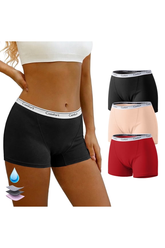 Womens Period Panties Low Rise Menstrual Leak Proof Underwear Incontinence Protective Briefs 3 Pack
