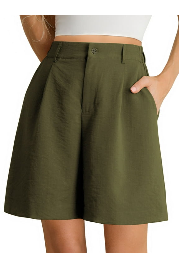 Womens Shorts High Waist Shorts for women Zippered Wide Leg Shorts with Pockets