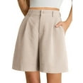 thumbnail image 1 of Airmenty Womens Shorts High Waist Shorts for women Zippered Wide Leg Shorts with Pockets, 1 of 6