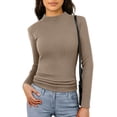 thumbnail image 1 of Airmenty Women's Long Sleeve Ribbed Knit Top CasualBoat Neck Tunic Sweaters Basic Tees for Going Out Layering Spring, 1 of 7