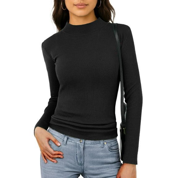 Airmenty Women's Long Sleeve Ribbed Knit Top CasualBoat Neck Tunic Sweaters Basic Tees for Going Out Layering Spring