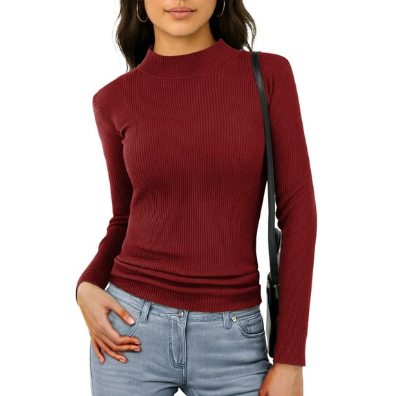 Airmenty Women's Long Sleeve Ribbed Knit Top CasualBoat Neck Tunic Sweaters Basic Tees for Going Out Layering Spring