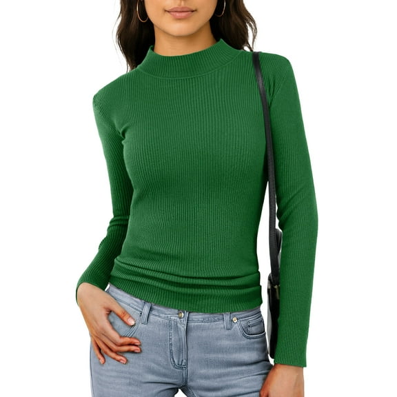 Airmenty Women's Long Sleeve Ribbed Knit Top CasualBoat Neck Tunic Sweaters Basic Tees for Going Out Layering Spring