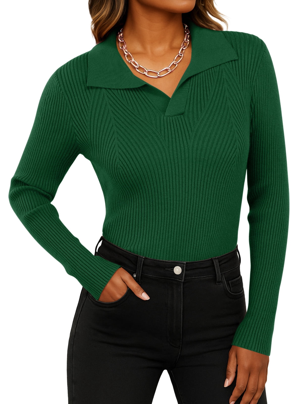 Knit Sweater with V-Neckline
