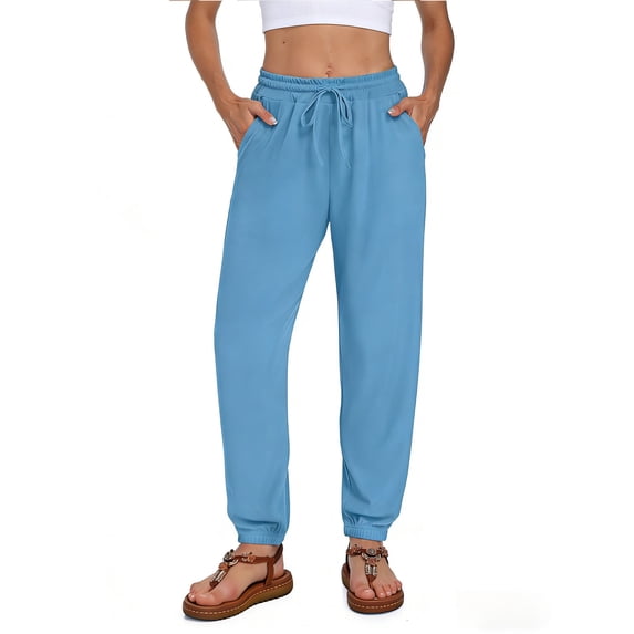 Airmenty joggers Pants for Womens Casual Elastic High Waist joggers Trendy Lounge Pants Trousers with Pockets S-2xl