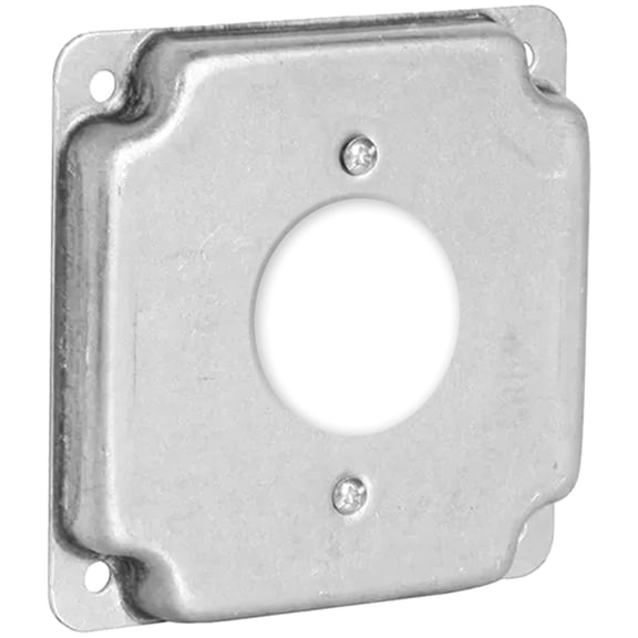 Airmont Products 1-Gang Single Receptacle Electrical Box Cover - 4 Inch Square 1/2 Inch Raised Galvanized Steel Exposed Work Cover - Surface Mount Junction Box Cover for Single Outlets