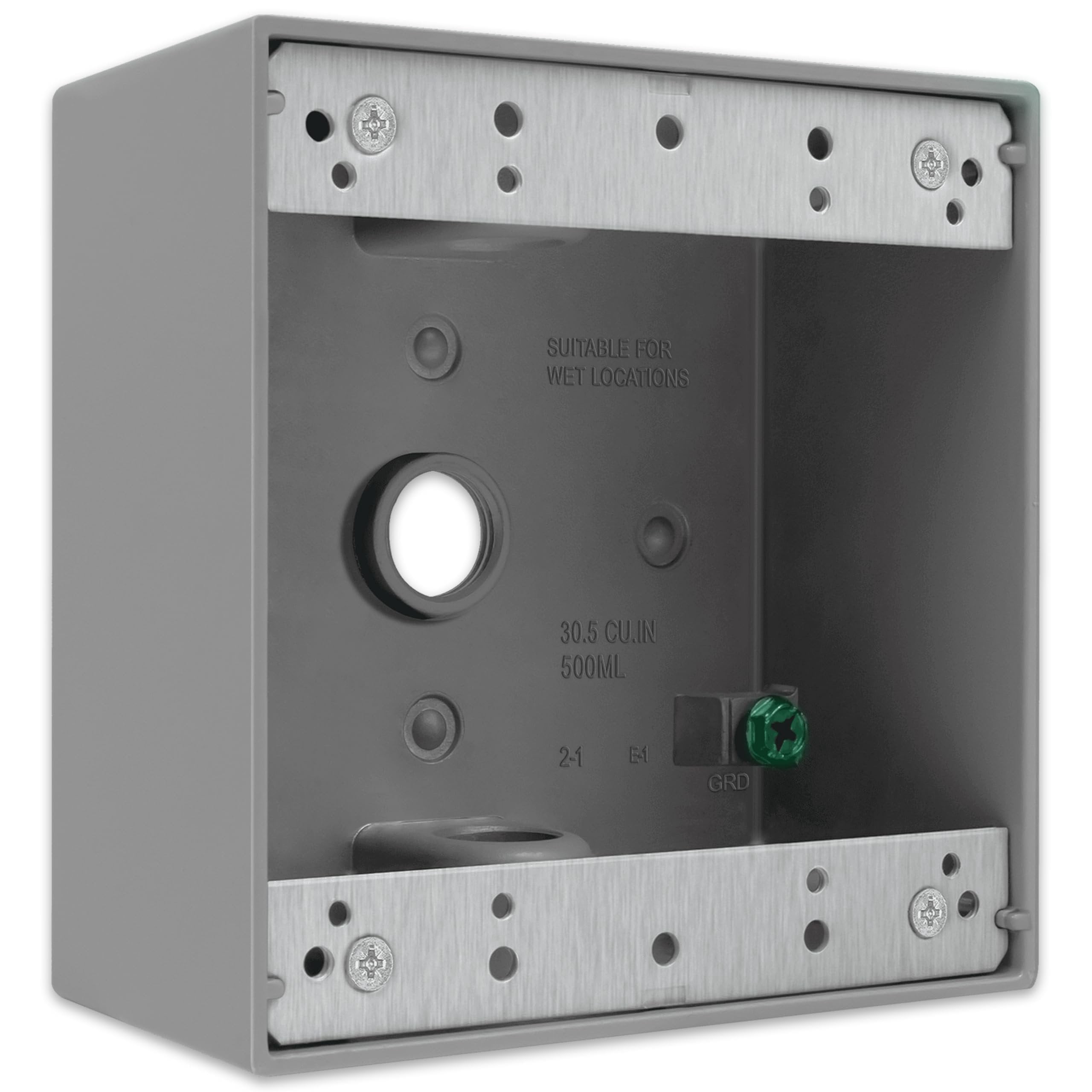 Airmont Weatherproof 2-Gang Outdoor Electrical Box  Solid Die-Cast Aluminum, 3 -In Knockouts, Precision-Machined for Dual Outlets or Switches on Patios, Decks, Garages & Wet-Location Installs