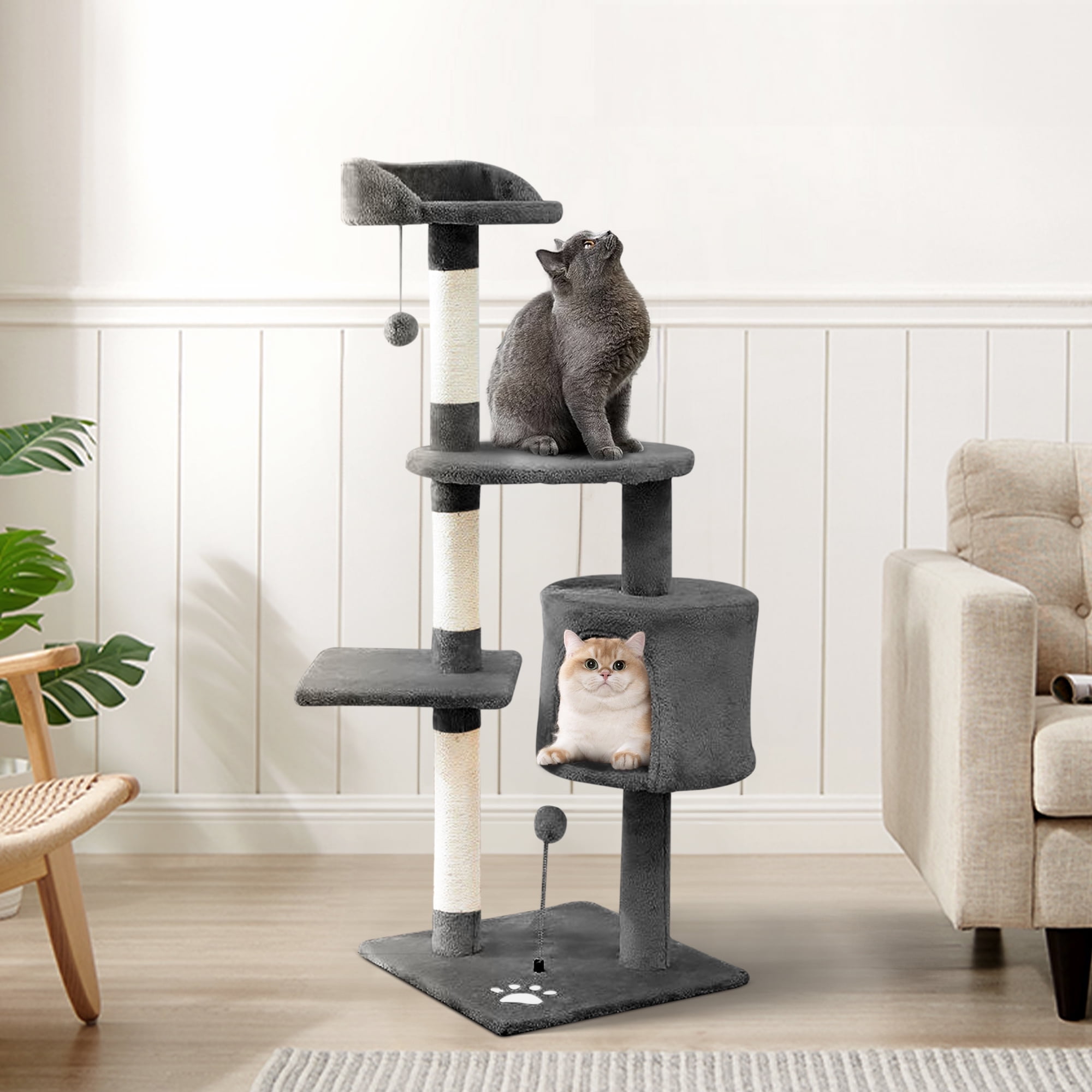 Tangkula 68.5 Inch Modern Cat Tree | Large Cat Tower With Condo, Hammocks & Sisal Posts | For Indoor Large Cats, Multi-Cat Households