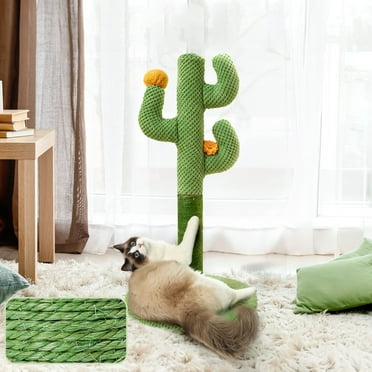 Cat Scratching Post, Airnesolly 23.6" Cactus-Shaped Climbing Tower for Indoor Kittens Durable Sisal Easy to Install Green