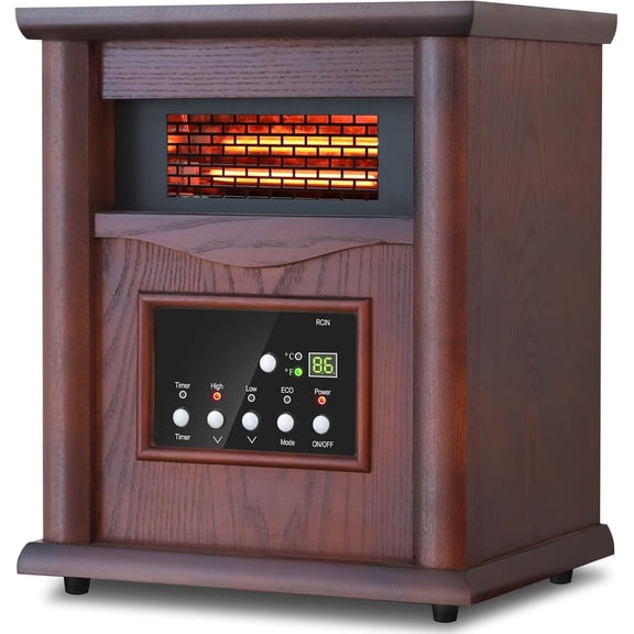 Airo Comfort Electric Infrared Space Heater – 1500W Quartz Heater for Indoor Use with Remote Control in Dark