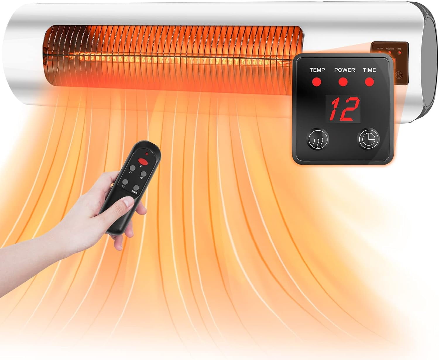 Airo Comfort Electric Patio Heater 1500W Wall-Mount Outdoor Infrared Heater with Carbon Tube Heating