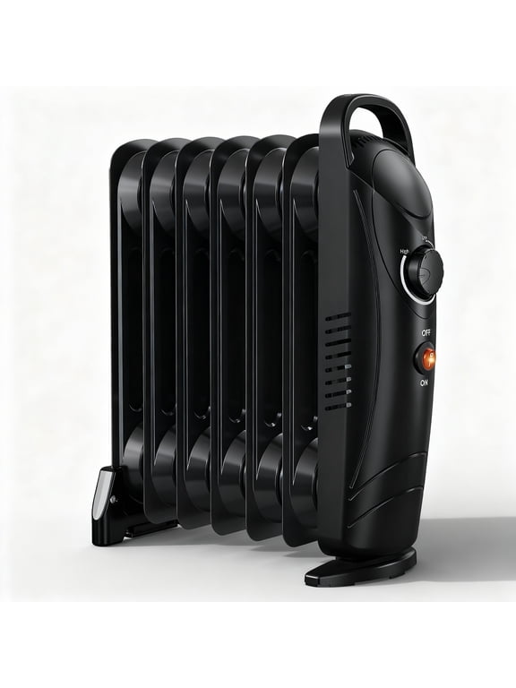 Portable 700W Oil-Filled Radiant Space Heater – Personal Heater with Energy Saving in Black
