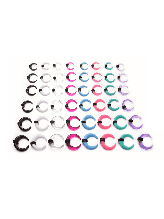 48Pcs Acrylic Septum Stretching Kit C Shape Septum Rings Buffalo Pincher Tapers for Nose Ear Gauges Men Women