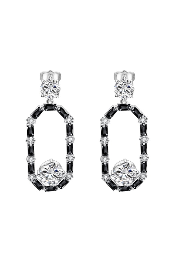 Fashion Black Drop Earrings for Women Oval Crystal Dangle Party Jewelry Gifts