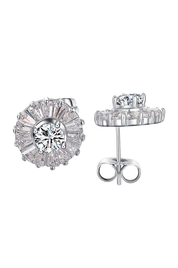 Clear Crystal Stud Earrings for Women Cut Simulated Diamond Halo Earrings Bling Earrings Dainty Stud Jewelry