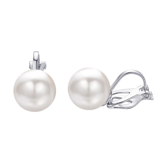 Airokiy Fake Pearl Clip on Earrings For Women Silver Non Pierced Platinum Plated Earrings Hypoallergenic Silver Clips Trendy Wedding Jewelry for Women