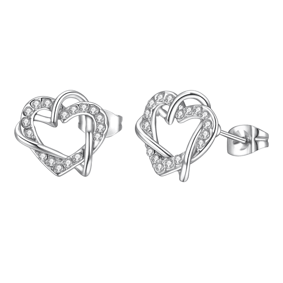 Airokiy Heart Stud Earrings Women Plated Ear Studs Wedding Jewelry Valentine's Day Gift