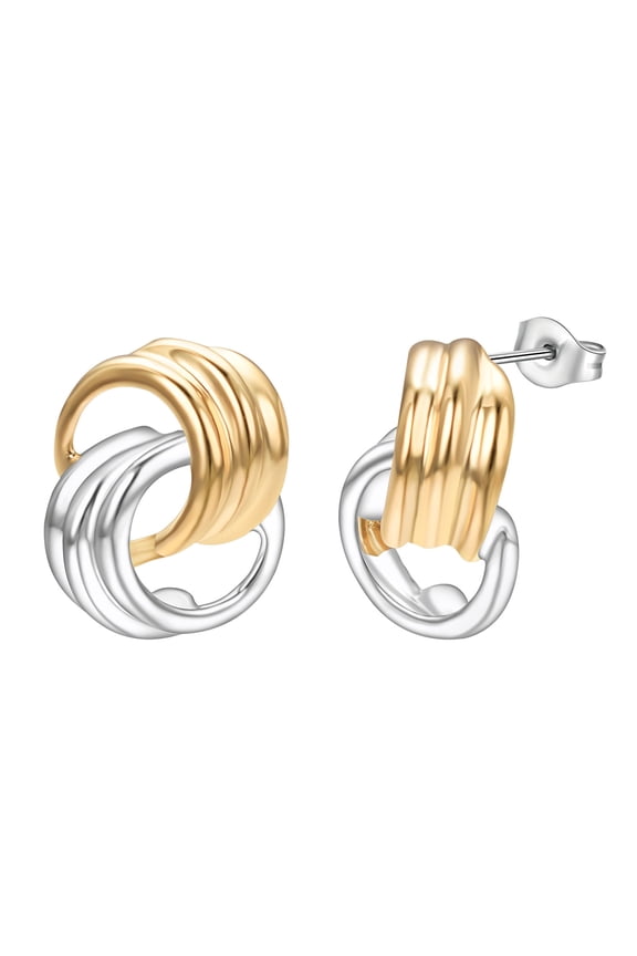 Love Knot Mixed Metal Stud Earrings for Women Chunky Gold and Chunky Silver Earrings Gold Plated Silver Plated Jewelry Gifts