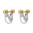 thumbnail image 1 of Airokiy Silver Chunky Stud Earrings for Women, Trendy Gold Plated Hypoallergenic Half Hoop Huggie Earrings, 1 of 6