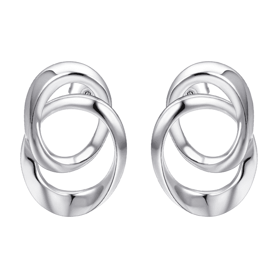 Airokiy Silver Earrings Oval Hoop Earrings for Women Double Circle Drop Earrings Hypoallergenic Fashion Jewelry