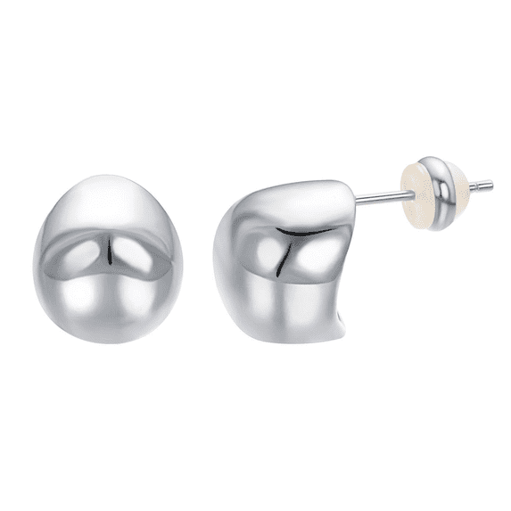 Airokiy Sterling Silver Chunky Earrings Women's Chunky Stud Earrings Unique Silver Earrings Hypoallergenic Earrings