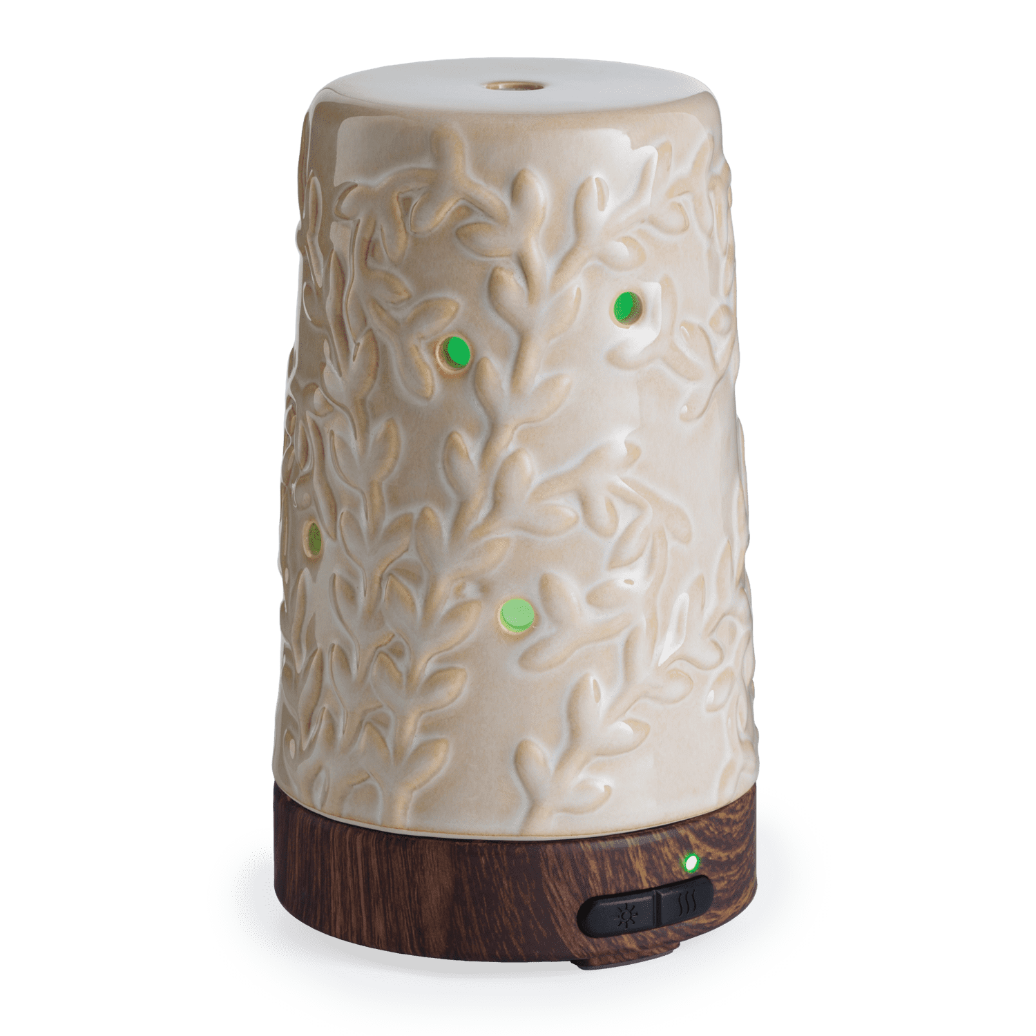 Flourish Cream Ceramic Essential Oil Diffuser with LED Lights, 100 mL