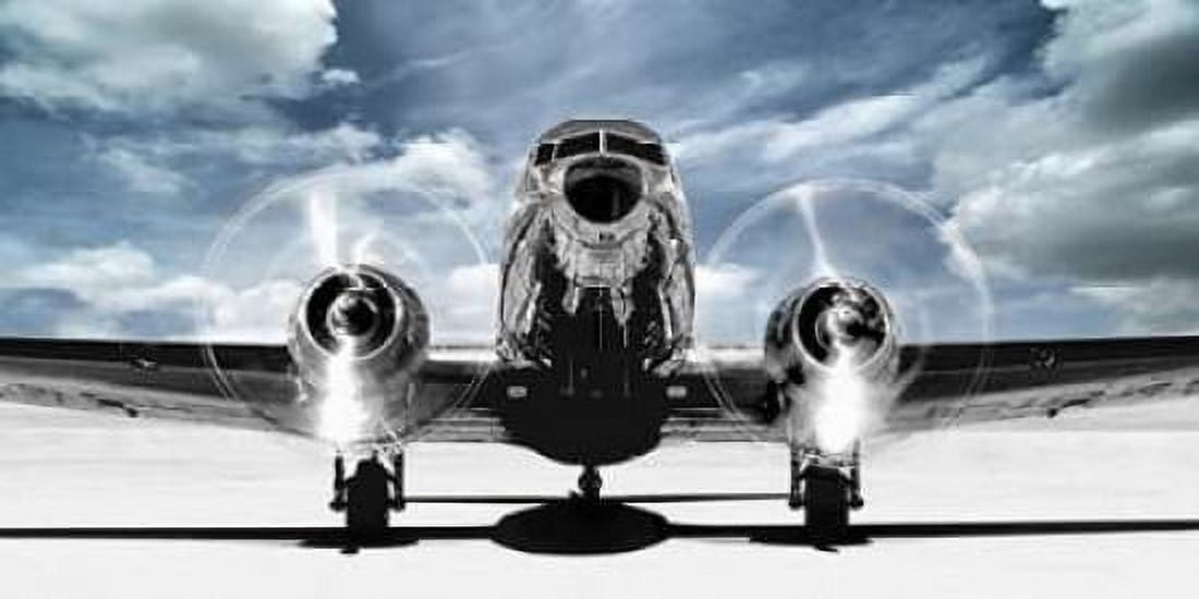 Airplaine taking off in a blue sky Canvas Art - Gasoline Images (10 x 20)