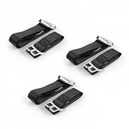 Airplane 2 Point Black Lap Bench Seat Belt Kit for Ford Bronco 1966-1977 - 3 Belts